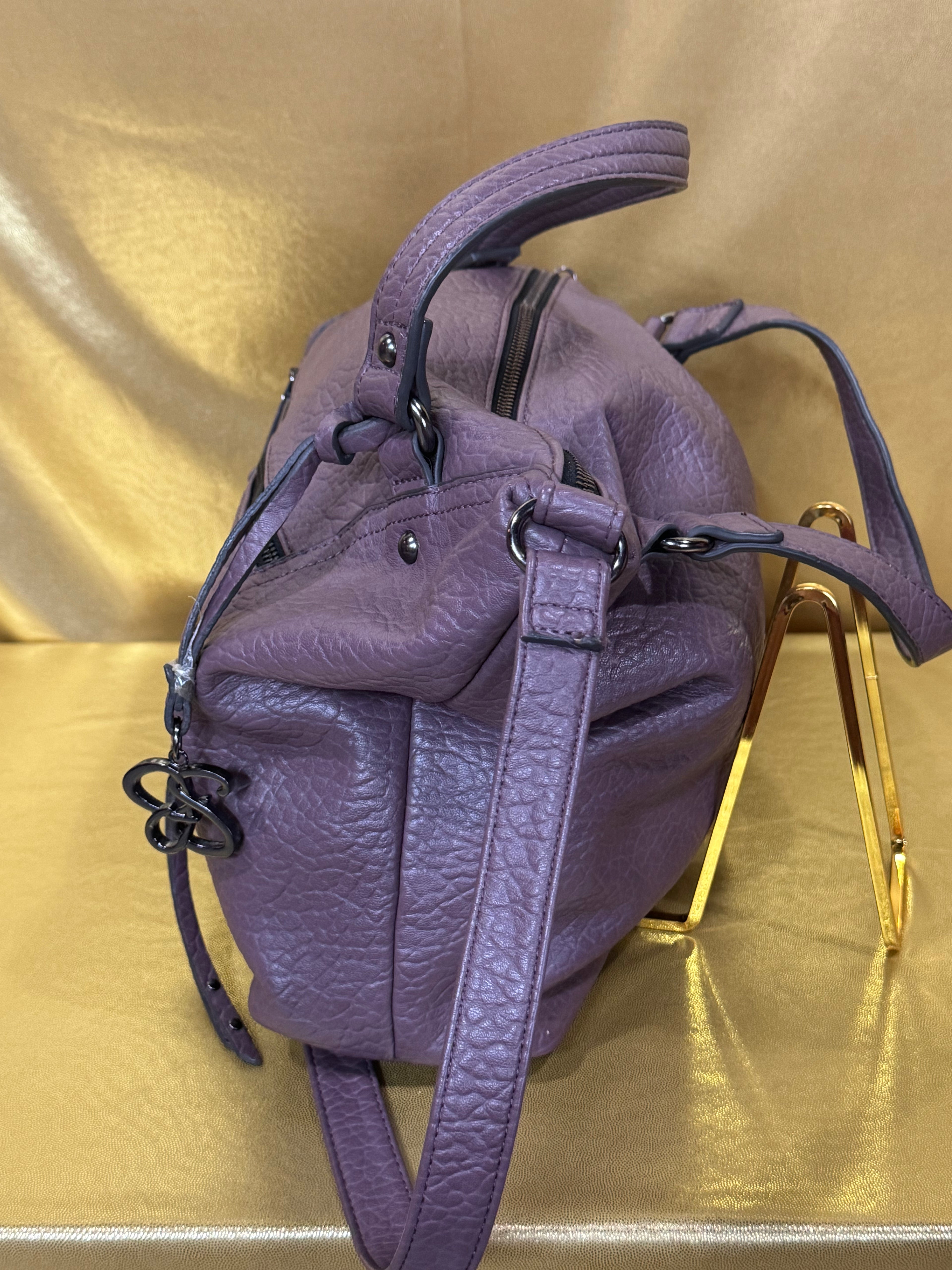 Jessica Simpson Zoey Satchel Handbag - Muted Purple Pebbled Vegan Leather