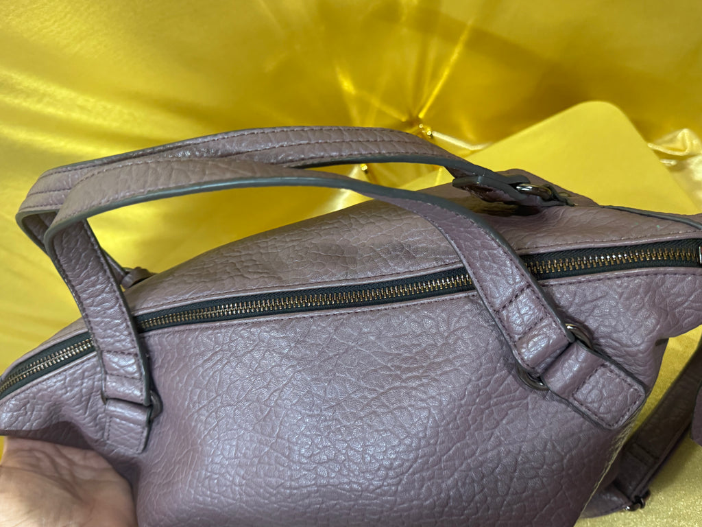 Jessica Simpson Zoey Satchel Handbag - Muted Purple Pebbled Vegan Leather