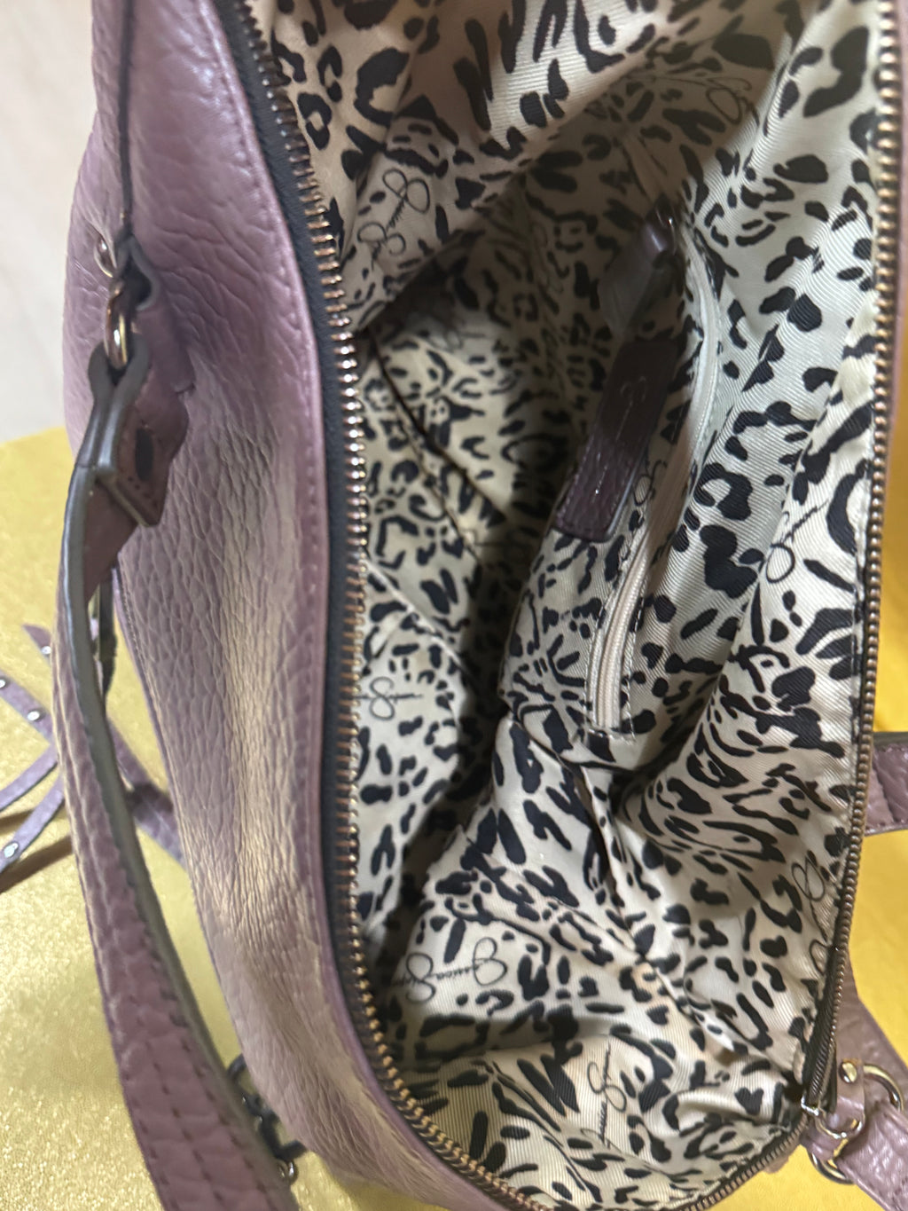 Jessica Simpson Zoey Satchel Handbag - Muted Purple Pebbled Vegan Leather