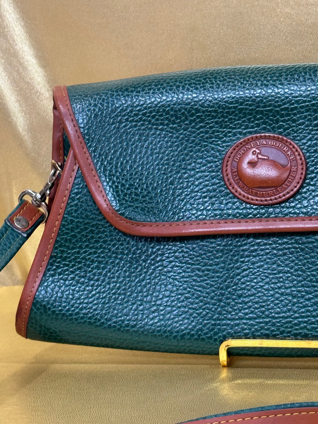 Vintage Dooney & Bourke All-Weather Leather Surrey Crossbody Bag – Forest Green