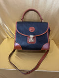 Vintage Dooney & Bourke All Weather Leather Lockhart Top Handle Satchel Crossbody – Black & British Tan