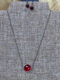 Paparazzi "Fashionably Fantabulous" Red Dainty Minimalist Pendant Necklace & Earrings Set NEW