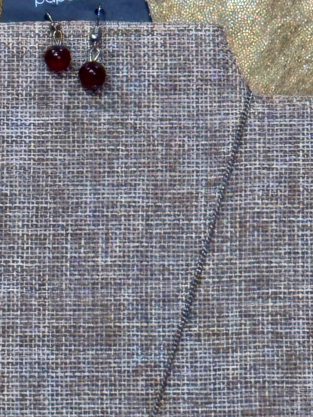 Paparazzi "Fashionably Fantabulous" Red Dainty Minimalist Pendant Necklace & Earrings Set NEW
