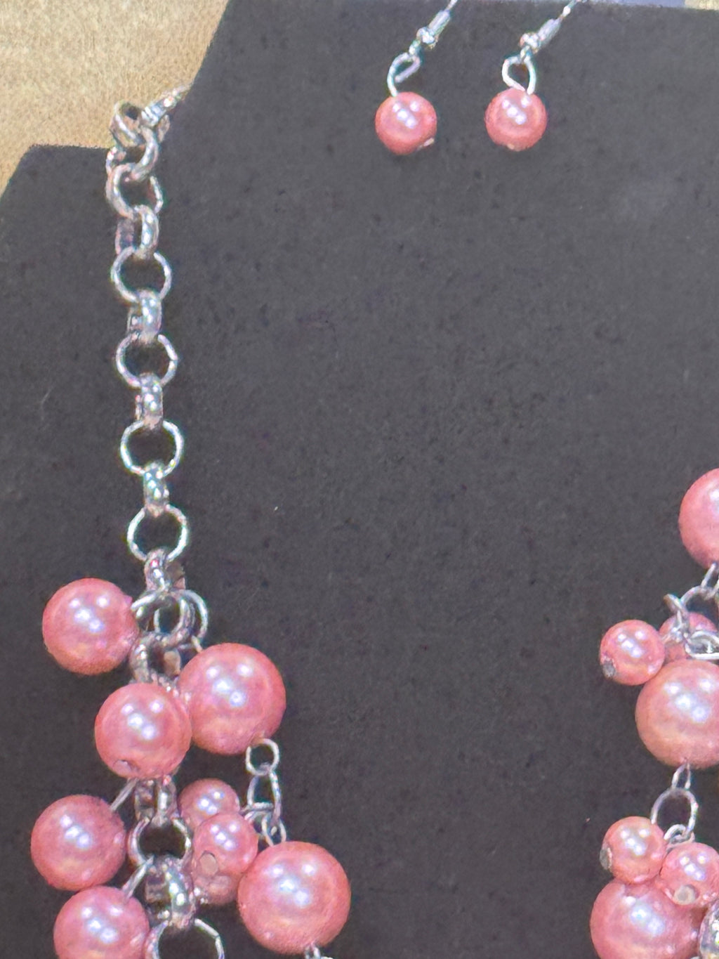 Paparazzi "Ballroom Service" Coral Pink Pearl Statement Necklace & Earring Set