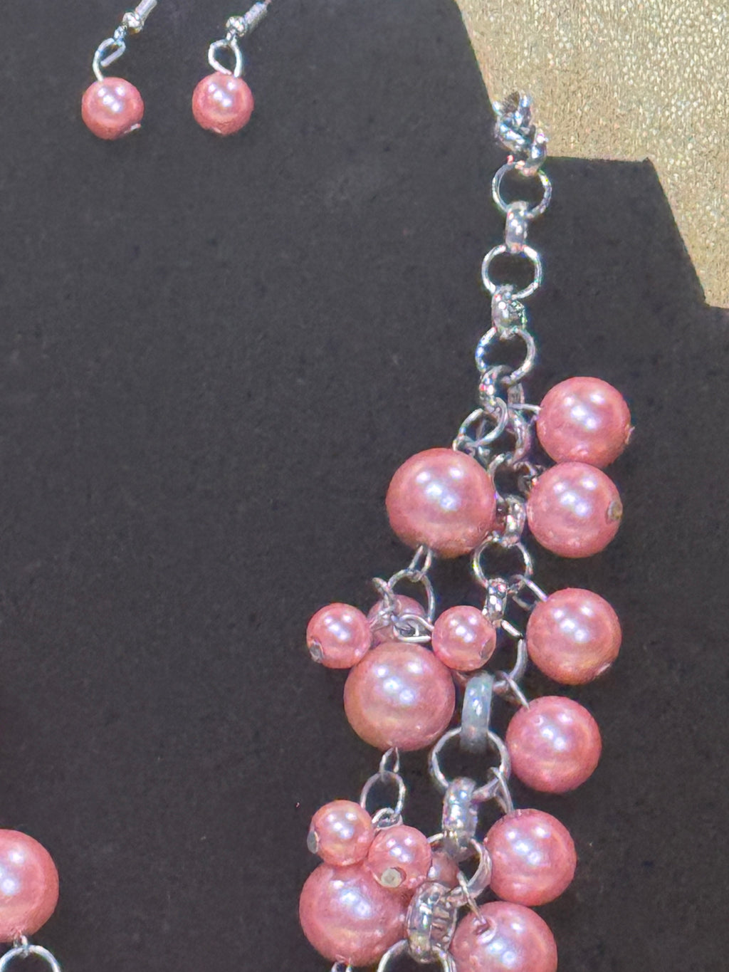 Paparazzi "Ballroom Service" Coral Pink Pearl Statement Necklace & Earring Set