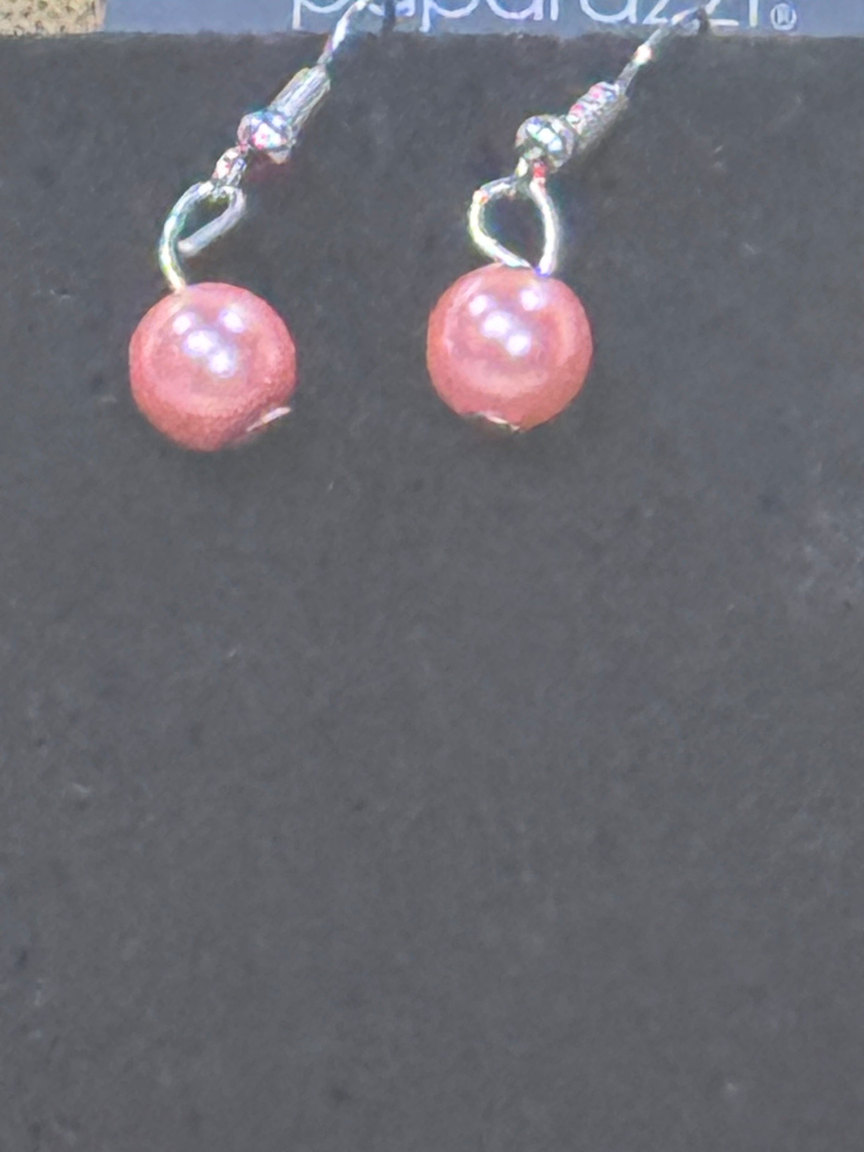 Paparazzi "Ballroom Service" Coral Pink Pearl Statement Necklace & Earring Set