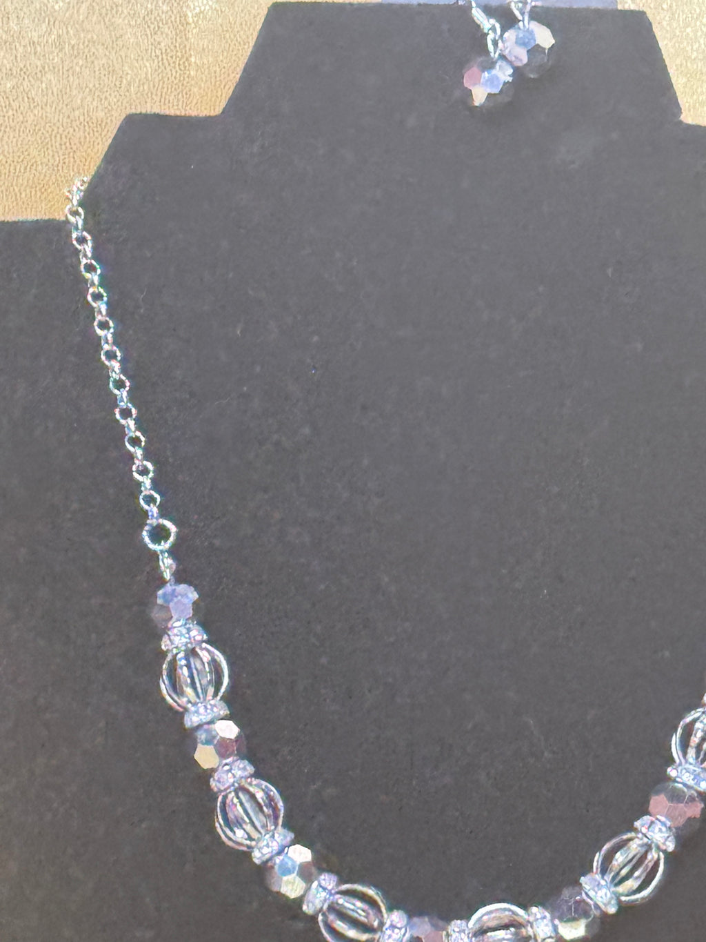 Paparazzi "Prismatic Magic" Iridescent Crystal & Silver Cage Bead Necklace Set