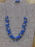 Paparazzi "BRAGs To Riches" Cobalt Blue Bead & Textured Silver Cluster Statement Necklace & Earrings Set