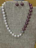 Paparazzi 5th Avenue A-Lister Two-Tone Purple & White Faux Pearl Necklace & Earring Set