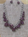 Paparazzi "Gorgeously Globetrotter" Purple Bead Chunky Silver Chain Necklace Set
