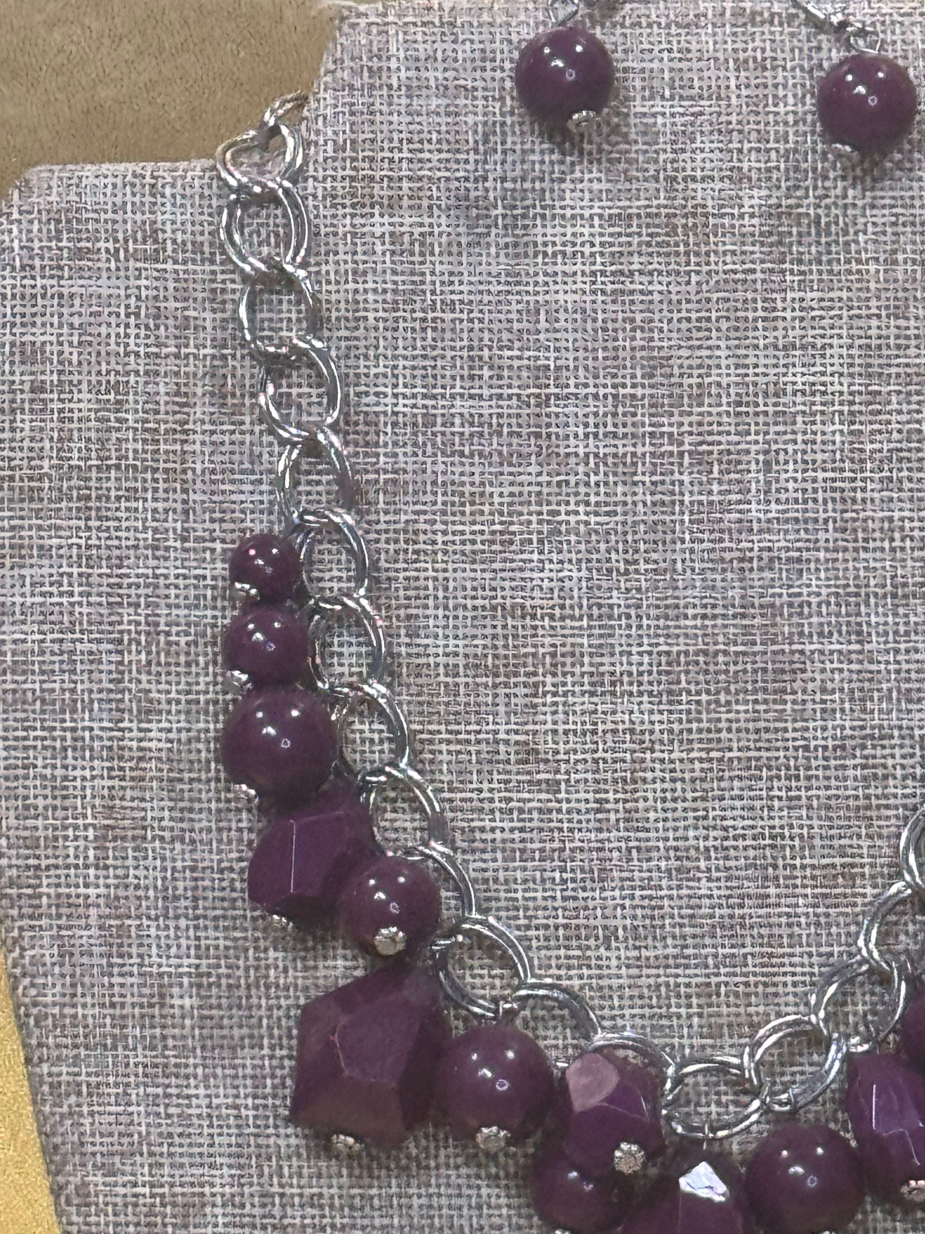 Paparazzi "Gorgeously Globetrotter" Purple Bead Chunky Silver Chain Necklace Set