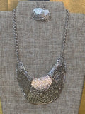 Paparazzi "Command and Conquer" Silver Bib Statement Necklace & Earring Set