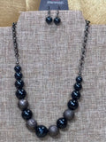 Paparazzi "Color Me CEO" Black & Gunmetal Textured Bead Necklace Set — NWT