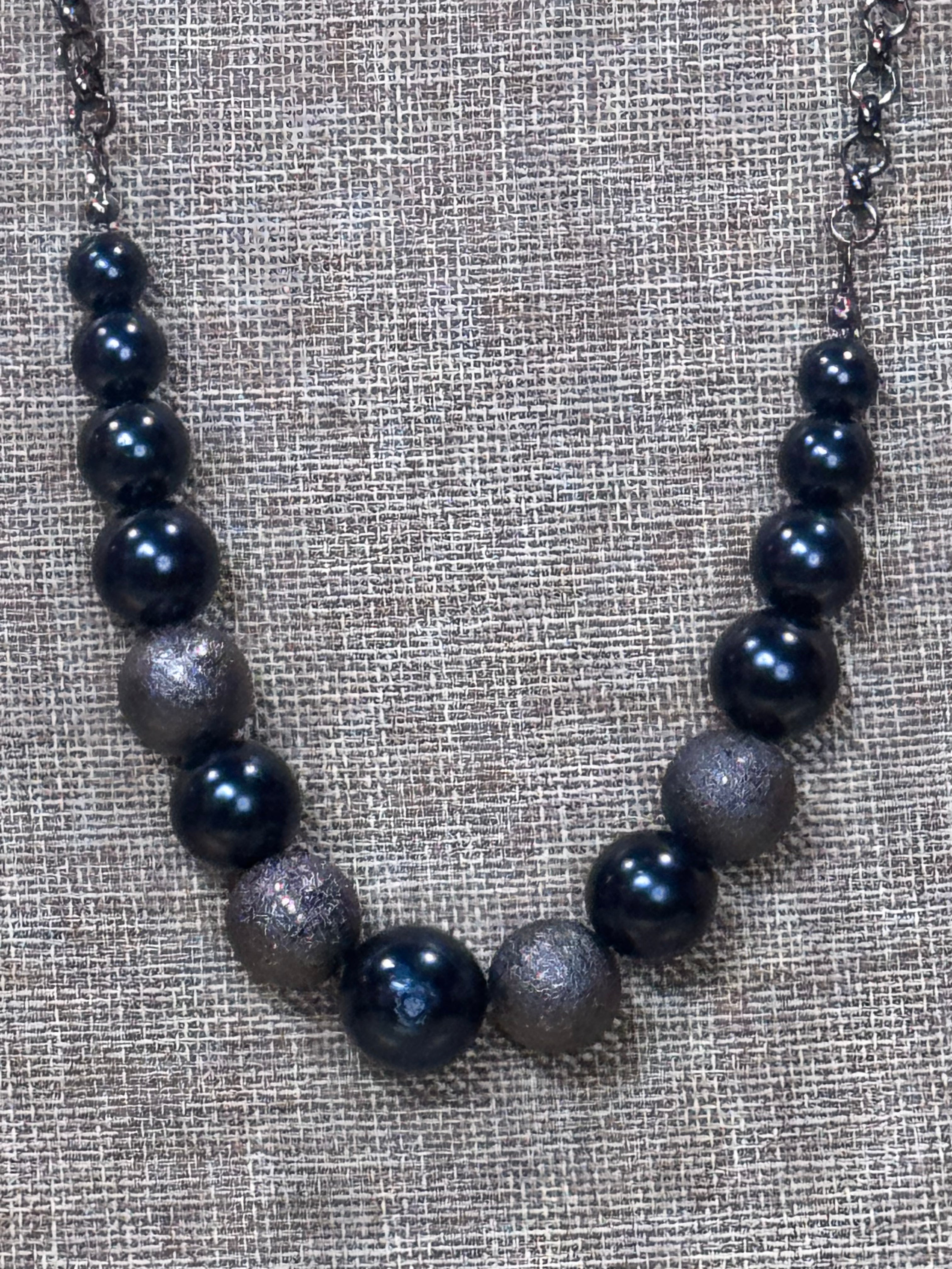 Paparazzi "Color Me CEO" Black & Gunmetal Textured Bead Necklace Set — NWT