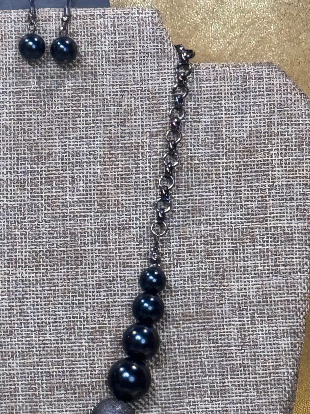 Paparazzi "Color Me CEO" Black & Gunmetal Textured Bead Necklace Set — NWT