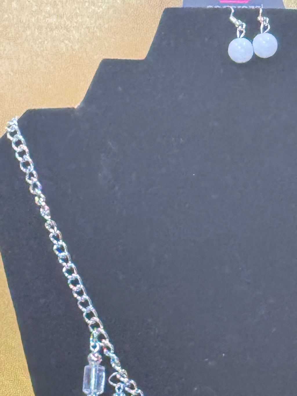 Paparazzi "Cool Cascade" White & Silver Statement Necklace Set