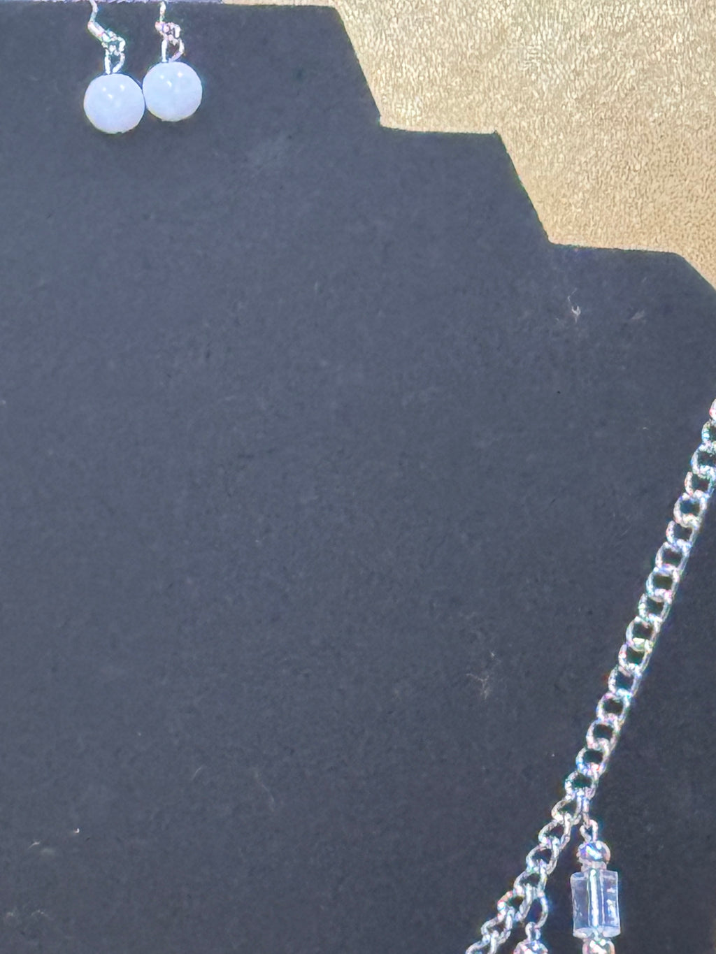 Paparazzi "Cool Cascade" White & Silver Statement Necklace Set