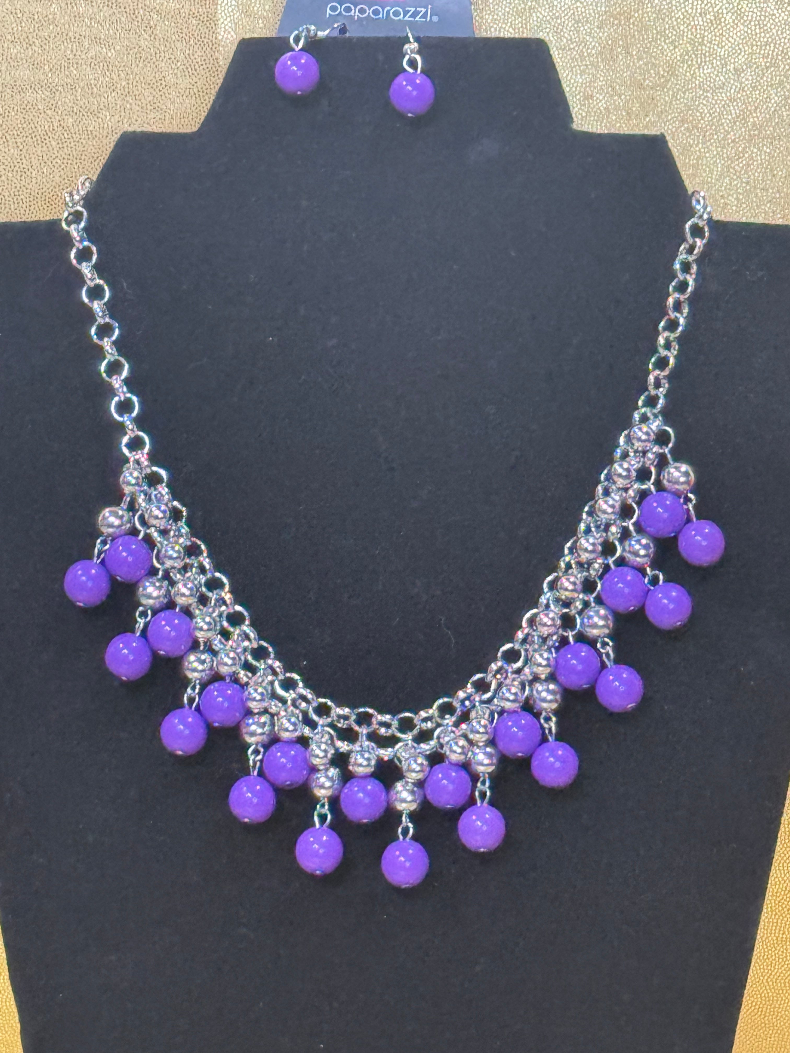 Paparazzi "Friday Night Fringe" Purple Necklace Set