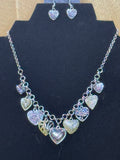 Paparazzi "Botanical Balance" Silver Textured Heart Charm Necklace & Earring Set