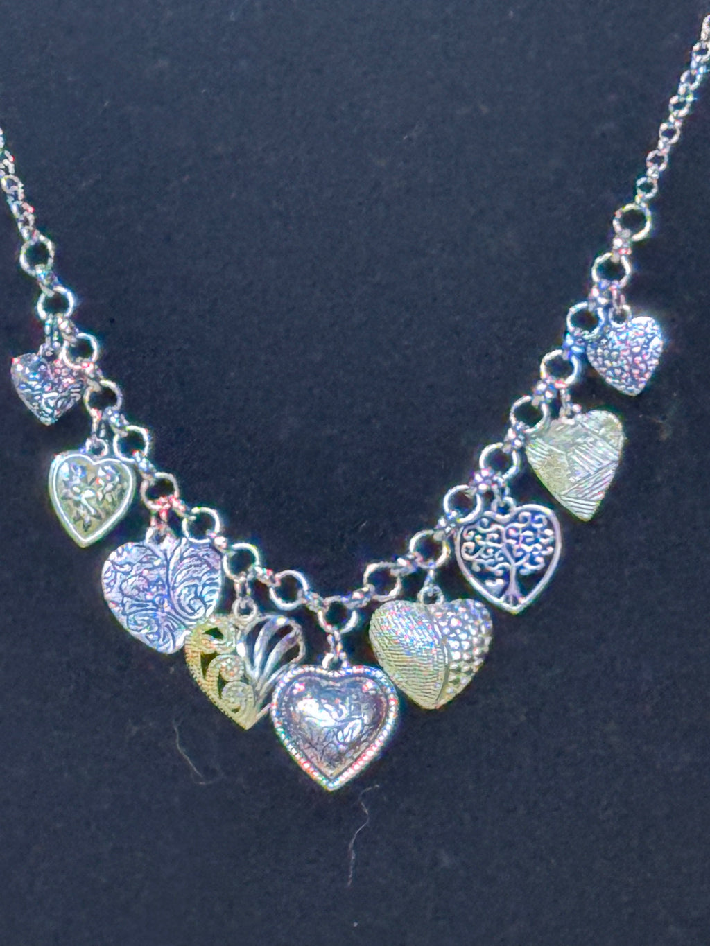 Paparazzi "Botanical Balance" Silver Textured Heart Charm Necklace & Earring Set