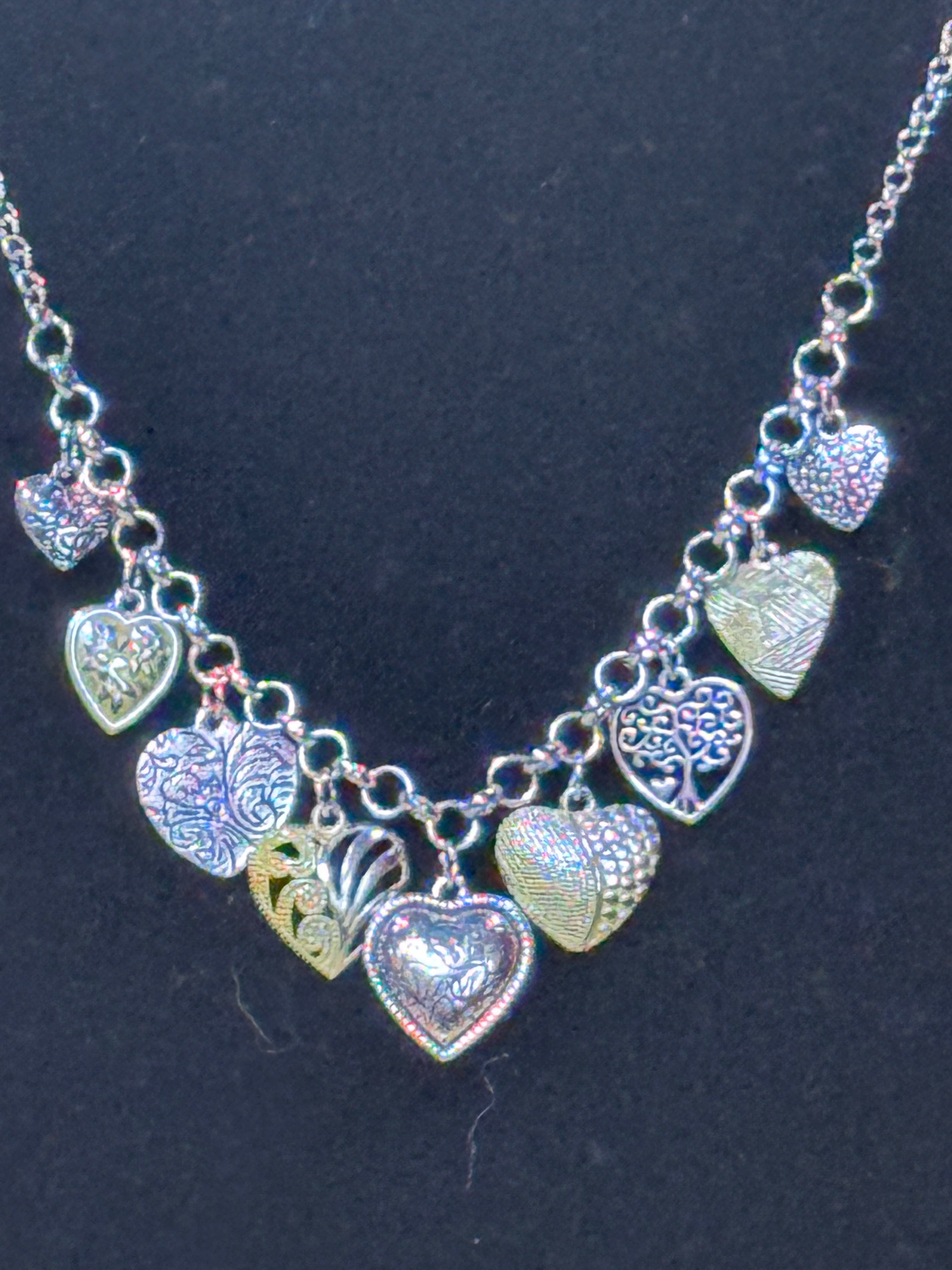 Paparazzi "Botanical Balance" Silver Textured Heart Charm Necklace & Earring Set