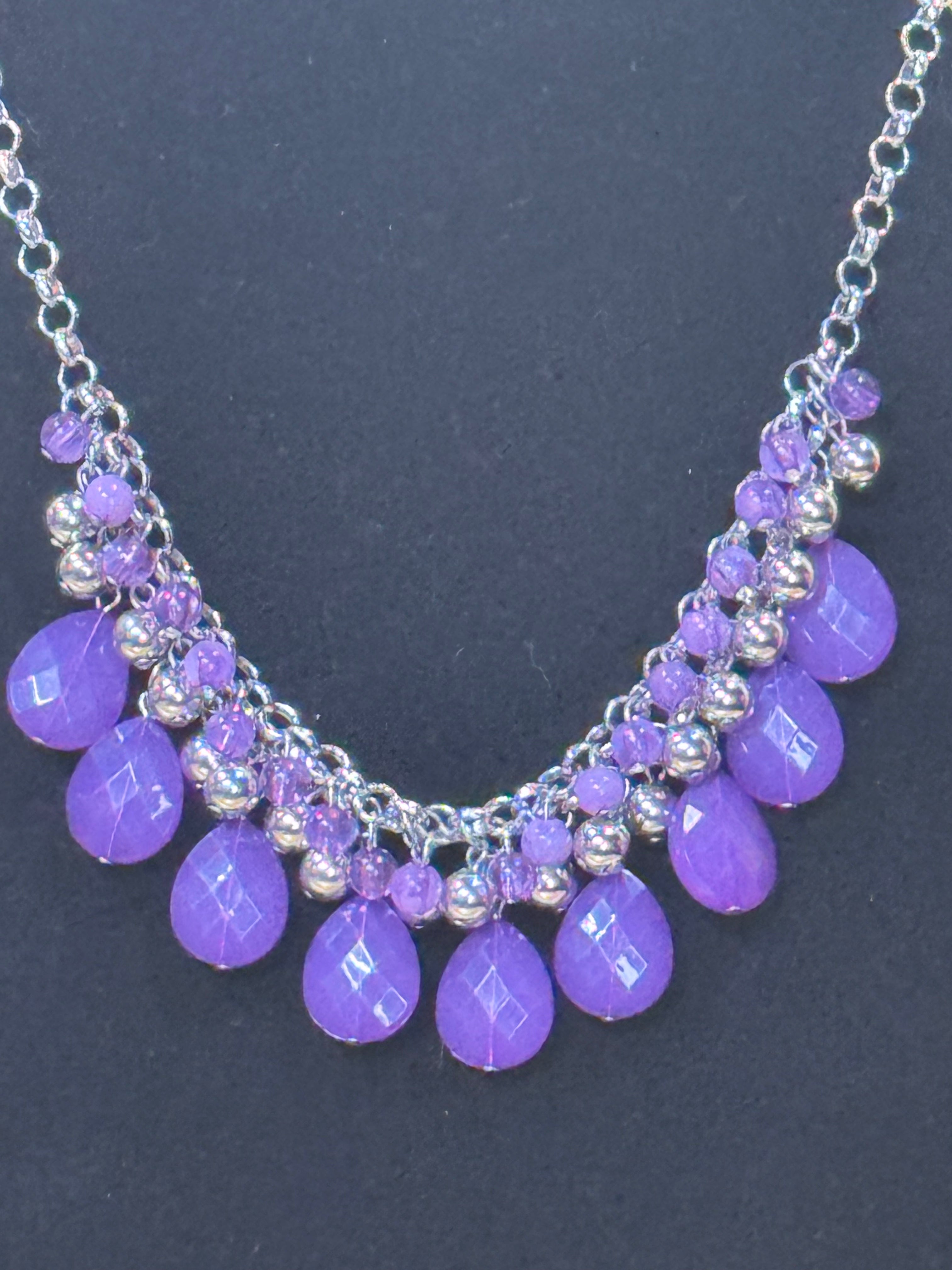 Paparazzi Accessories "Trending Tropicana" Purple Beaded Statement Necklace Set