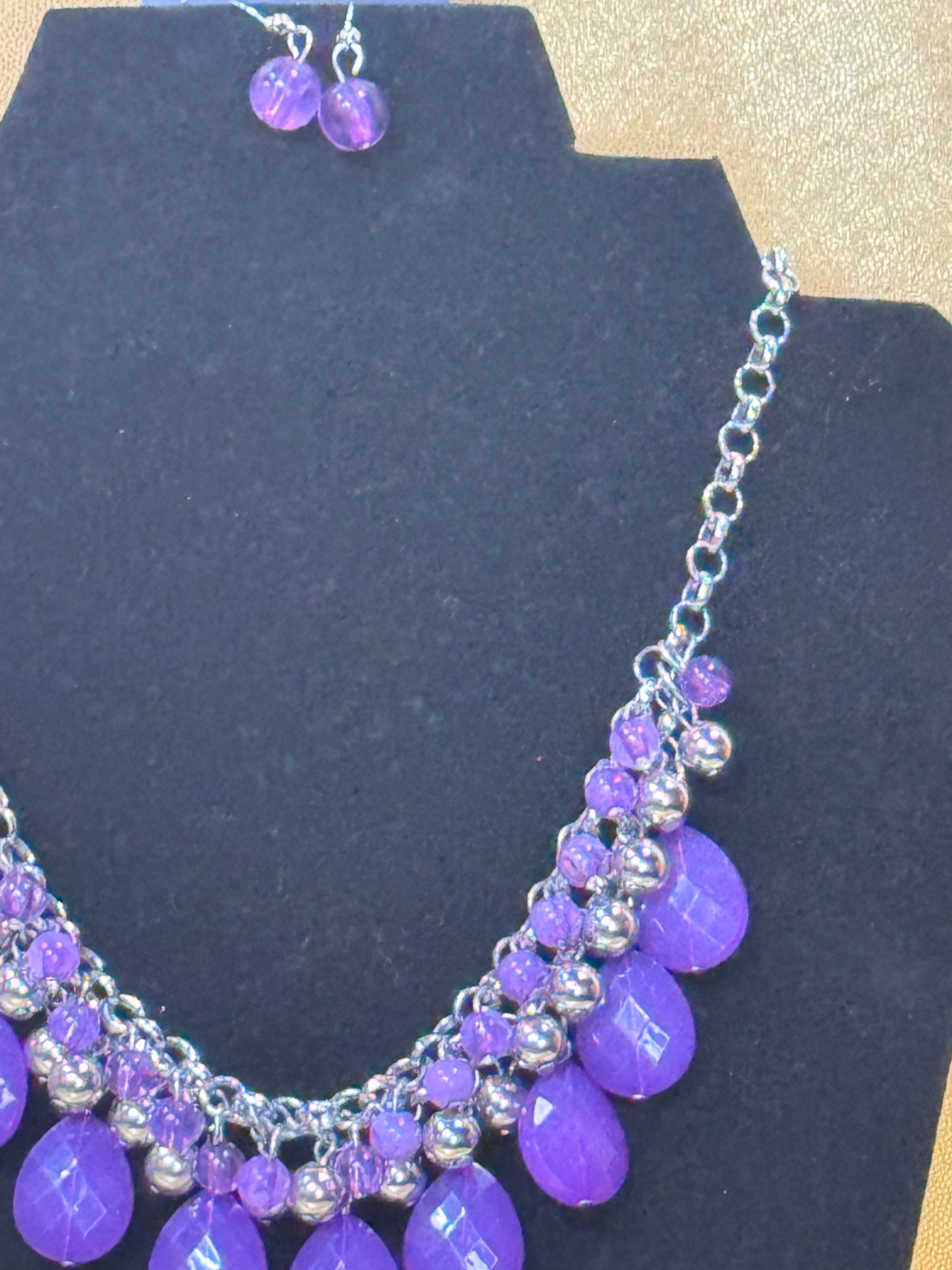 Paparazzi Accessories "Trending Tropicana" Purple Beaded Statement Necklace Set