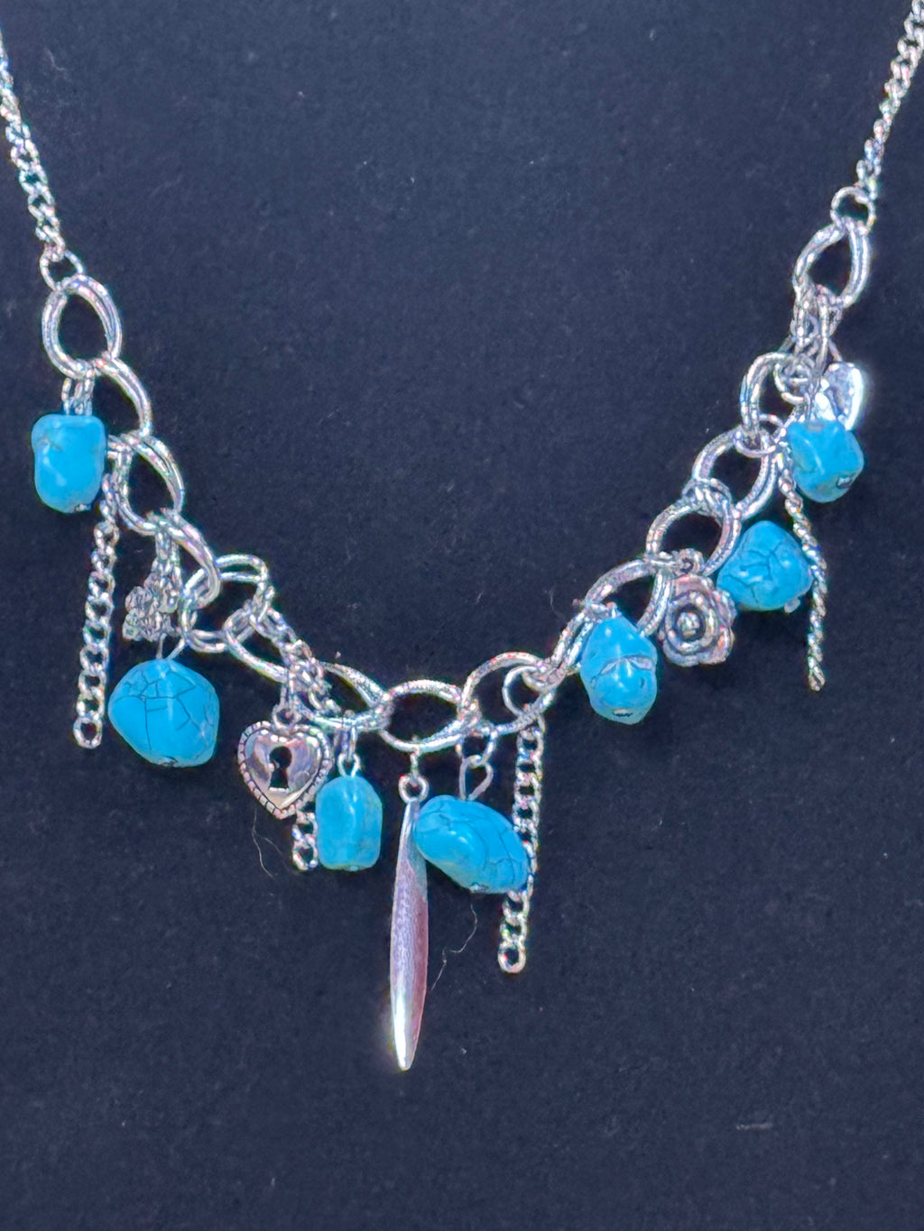 NWT Paparazzi "Southern Sweetheart" Blue Turquoise Charm Necklace & Earring Set