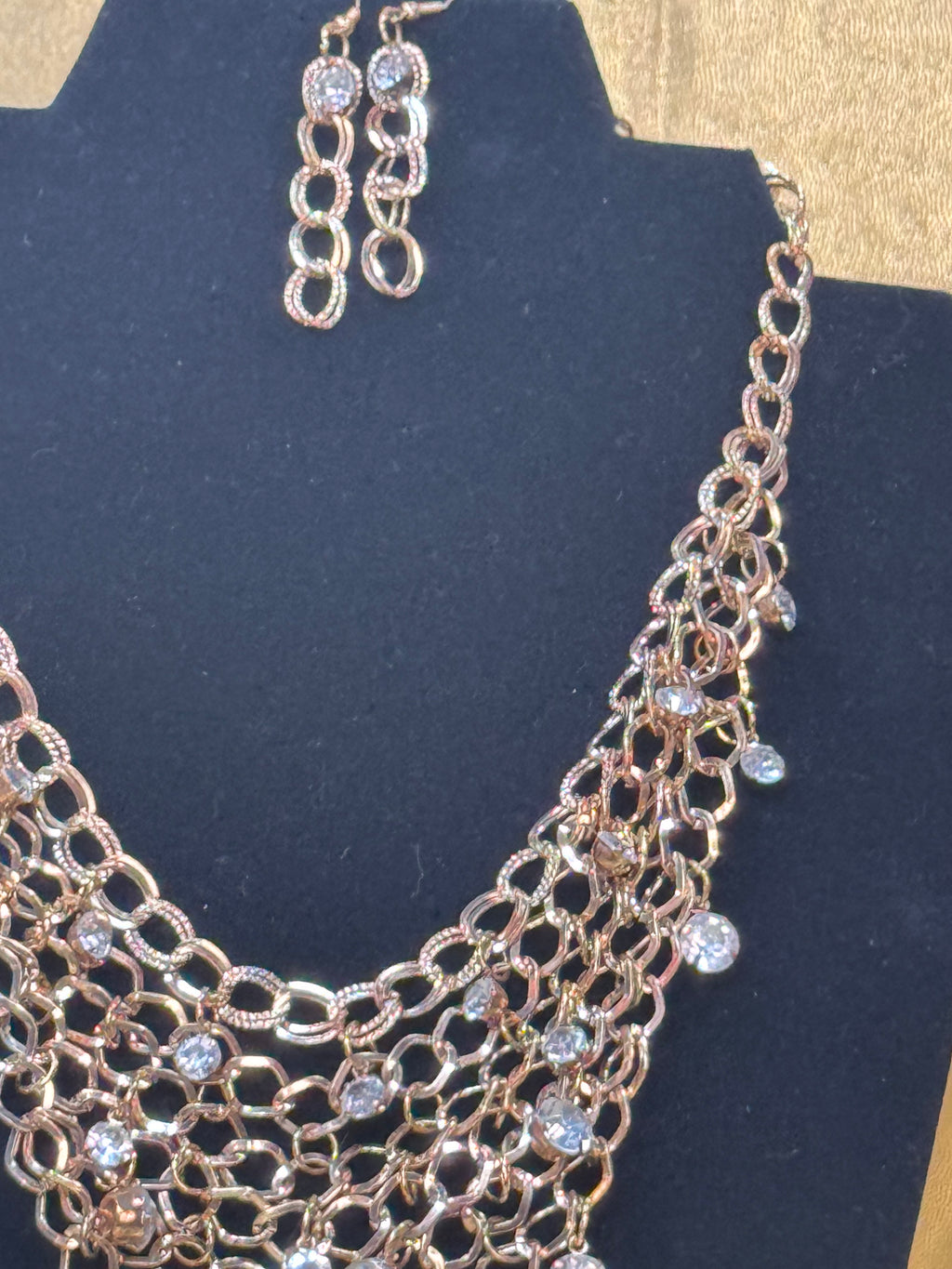 Paparazzi "Fishing for Compliments" Gold Multi-Layer Mesh Bib Necklace & Earring Set