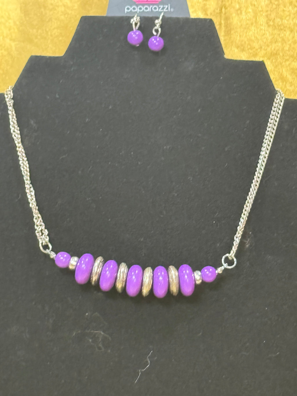 Paparazzi "On Mountain Time" Purple Bead & Silver Spacer Necklace Set