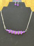 Paparazzi "On Mountain Time" Purple Bead & Silver Spacer Necklace Set