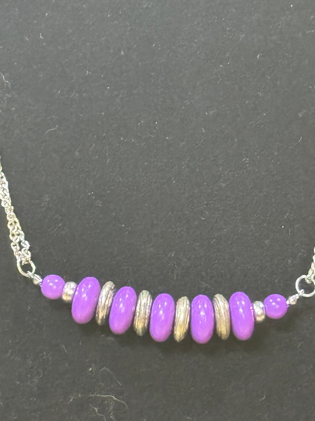 Paparazzi "On Mountain Time" Purple Bead & Silver Spacer Necklace Set