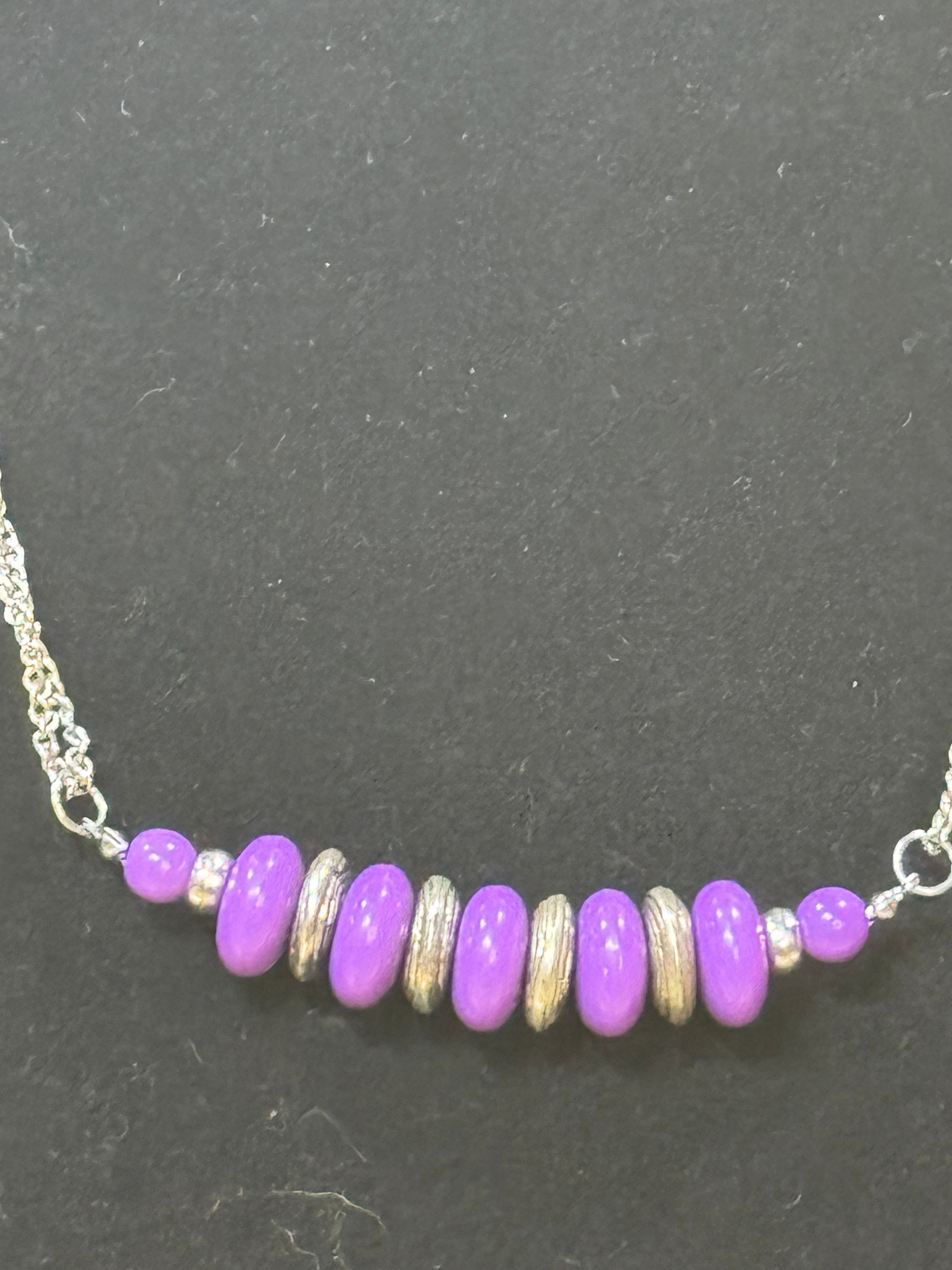 Paparazzi "On Mountain Time" Purple Bead & Silver Spacer Necklace Set
