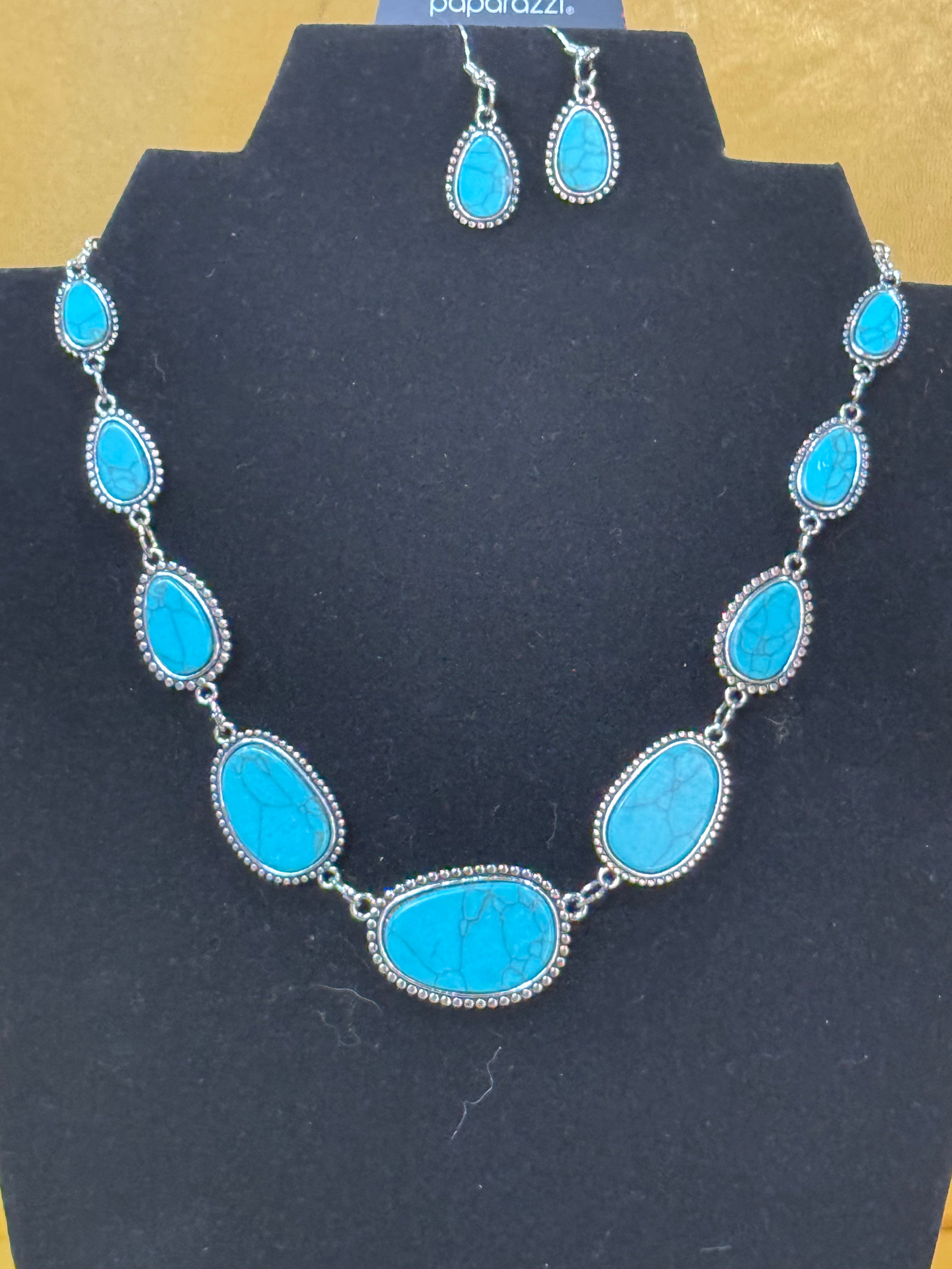 Paparazzi Accessories "Elemental Eden" Turquoise Blue Necklace & Earring Set