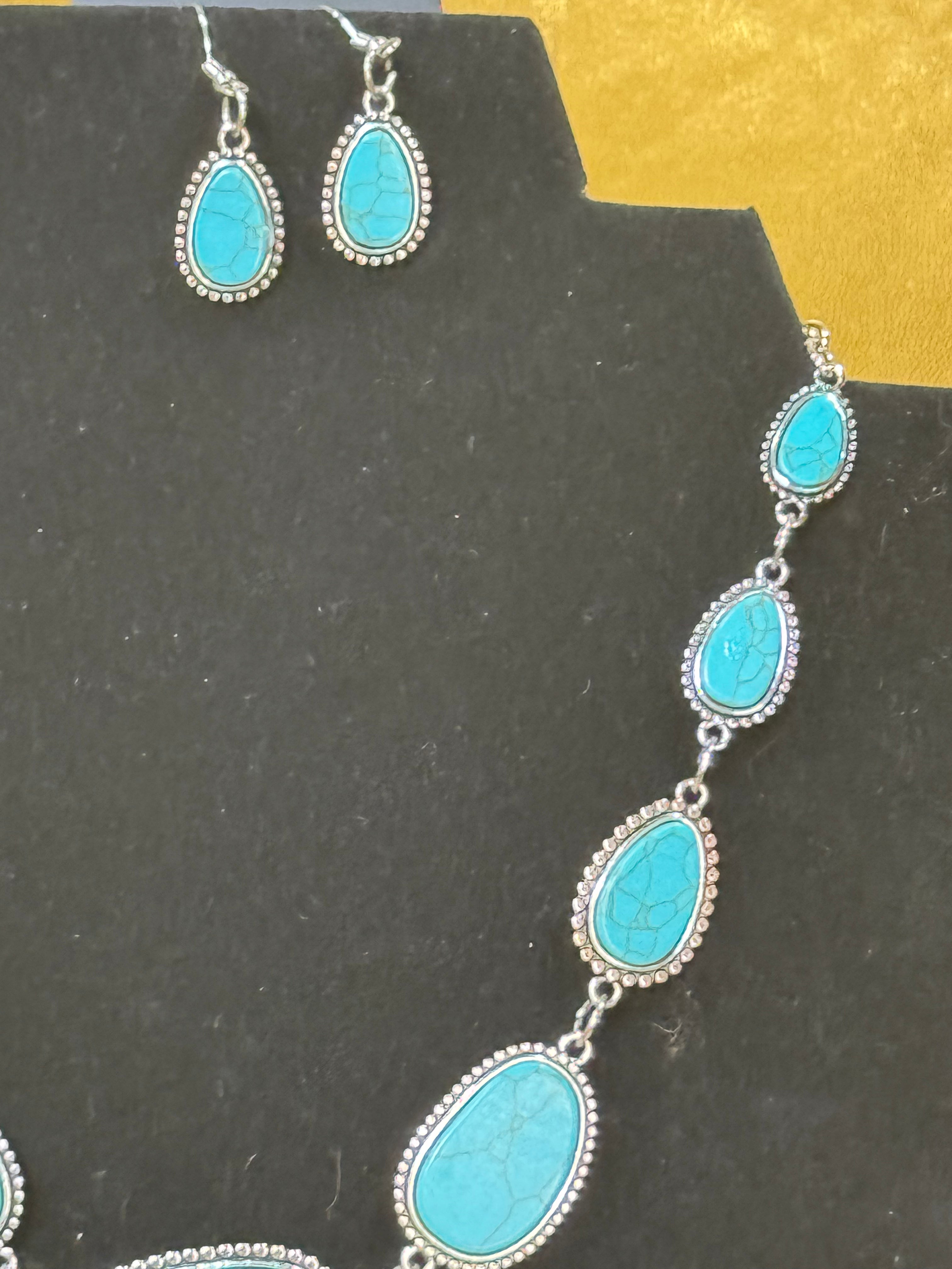 Paparazzi Accessories "Elemental Eden" Turquoise Blue Necklace & Earring Set