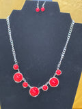 Paparazzi Prismatically POP-tastic Red Bead Silver Chain Necklace & Earring Set