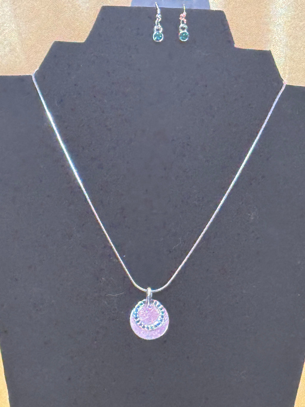 Paparazzi "My Moon and Stars" Green Rhinestone Spinning Pendant & Earring Set