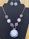 Paparazzi Saguaro Garden Copper White Cracked Stone Necklace & Earring Set
