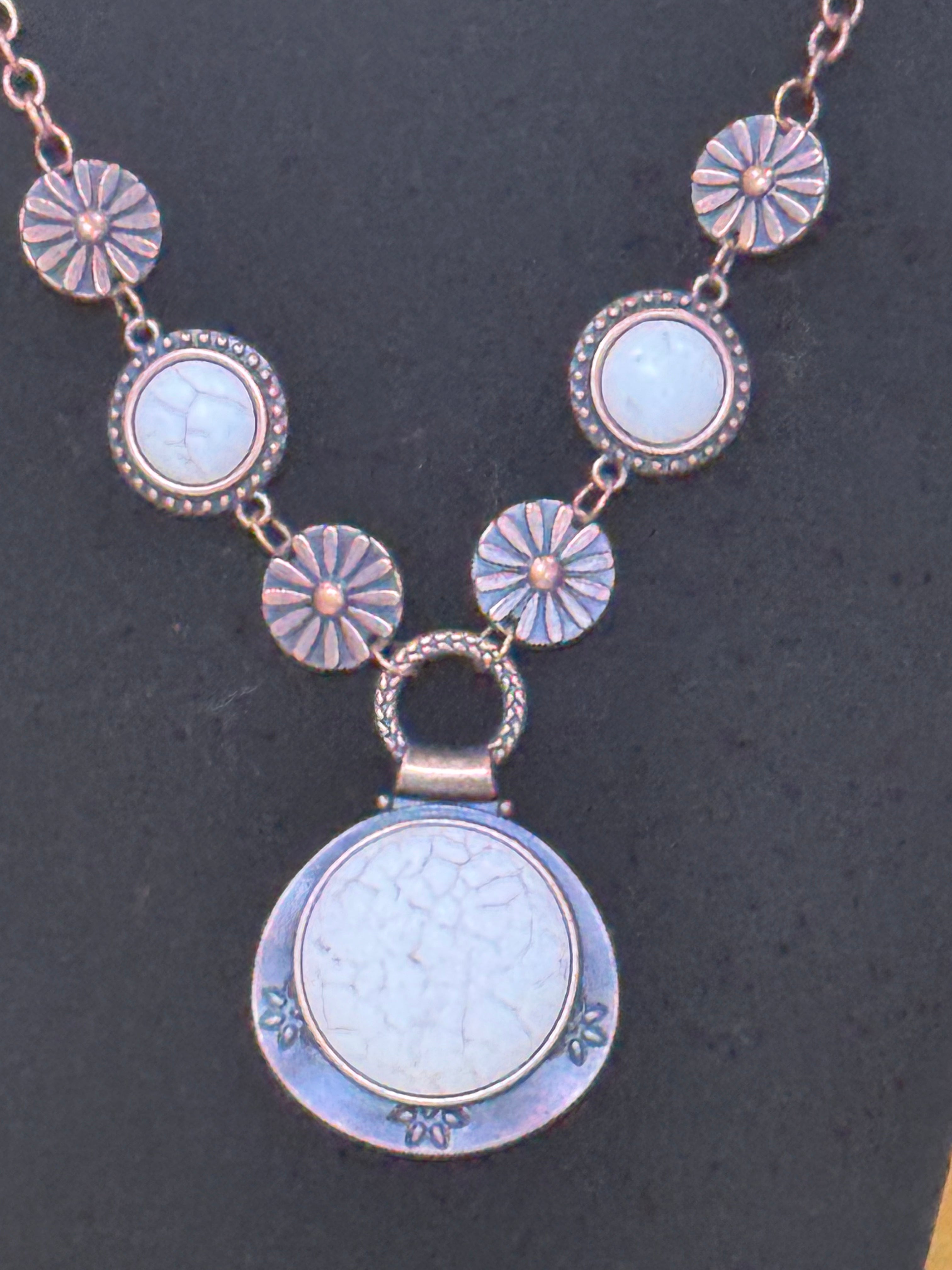 Paparazzi Saguaro Garden Copper White Cracked Stone Necklace & Earring Set