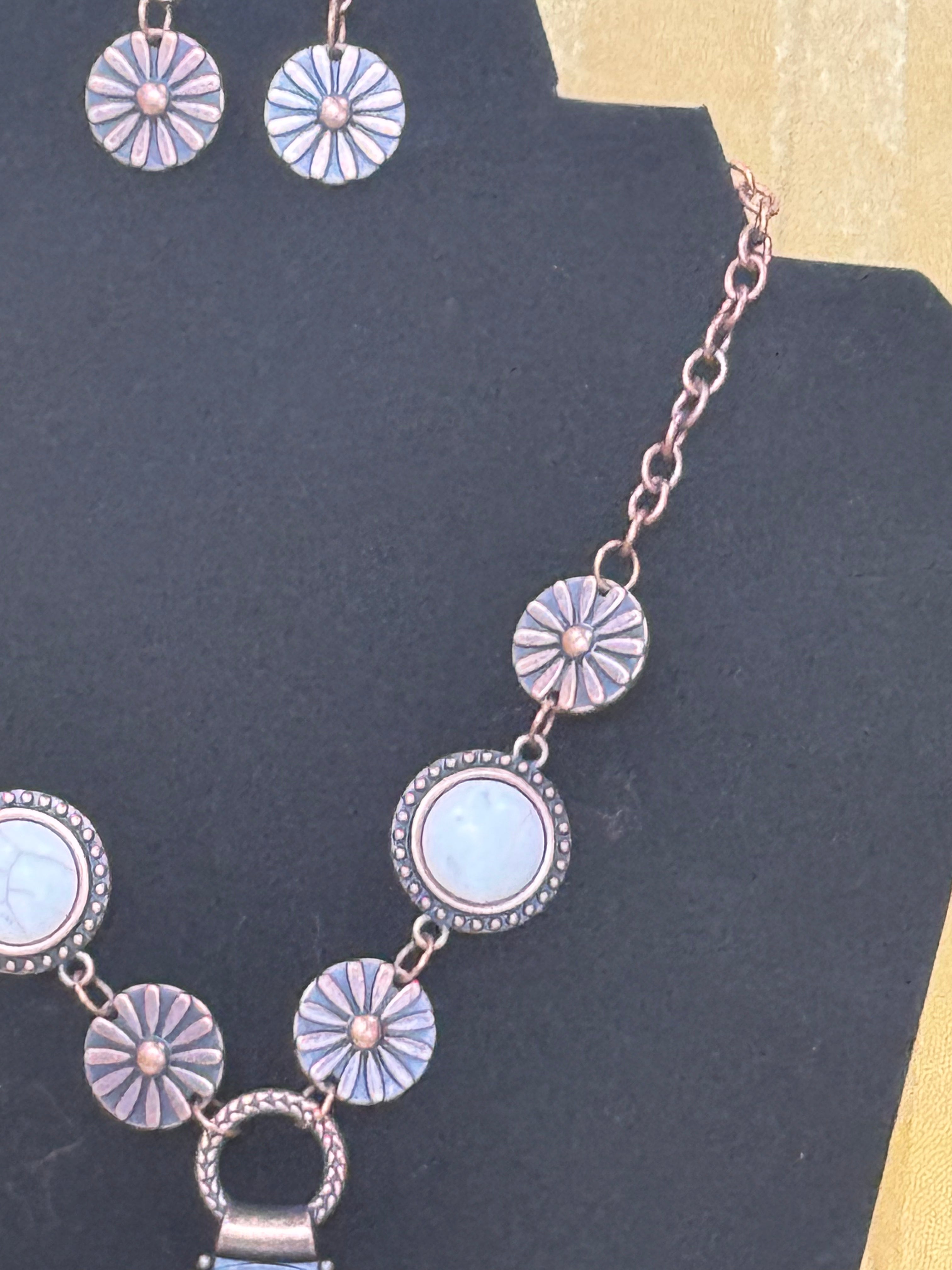 Paparazzi Saguaro Garden Copper White Cracked Stone Necklace & Earring Set