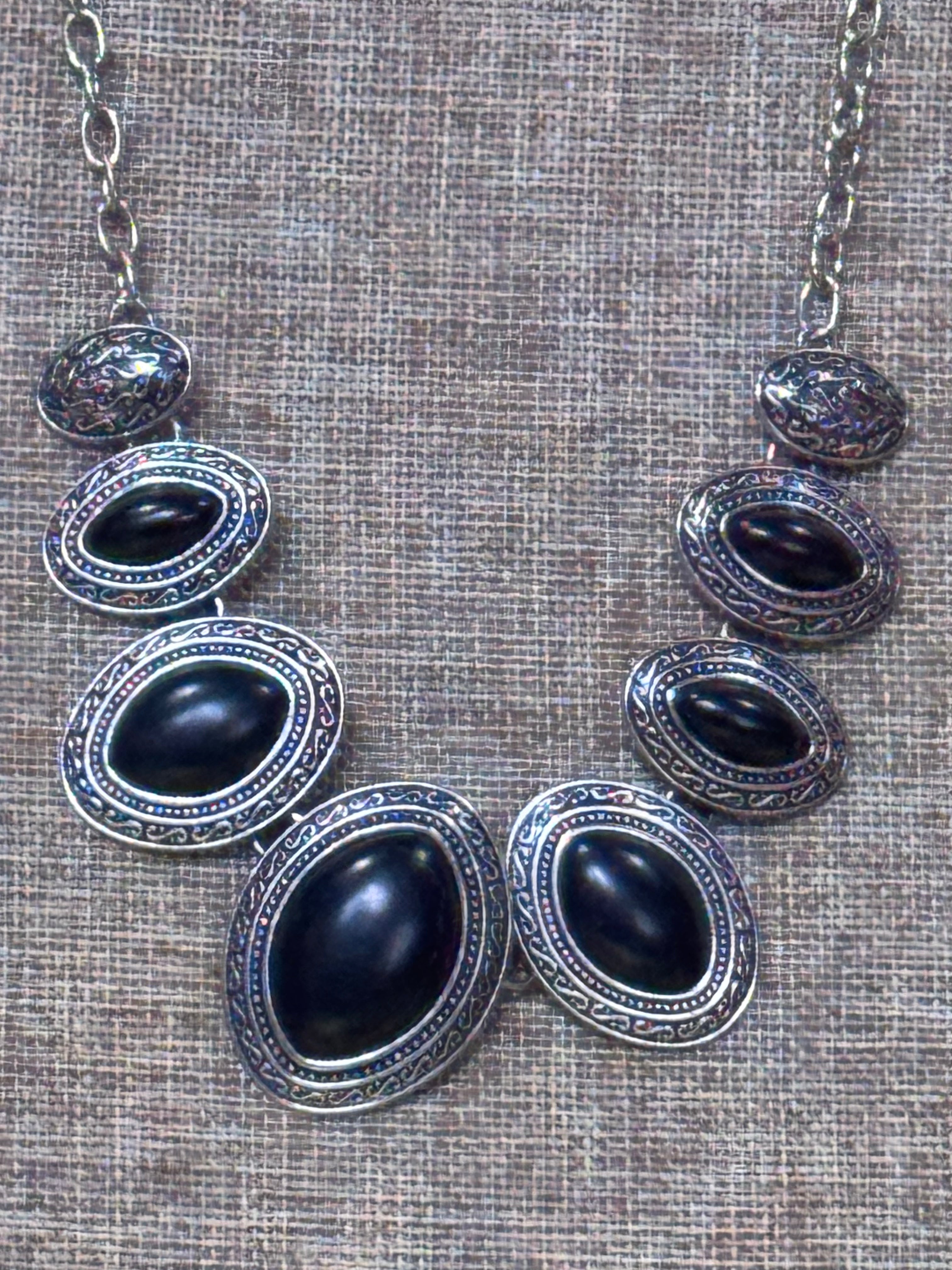 Paparazzi "Sierra Serenity" Black Stone Statement Necklace & Earring Set