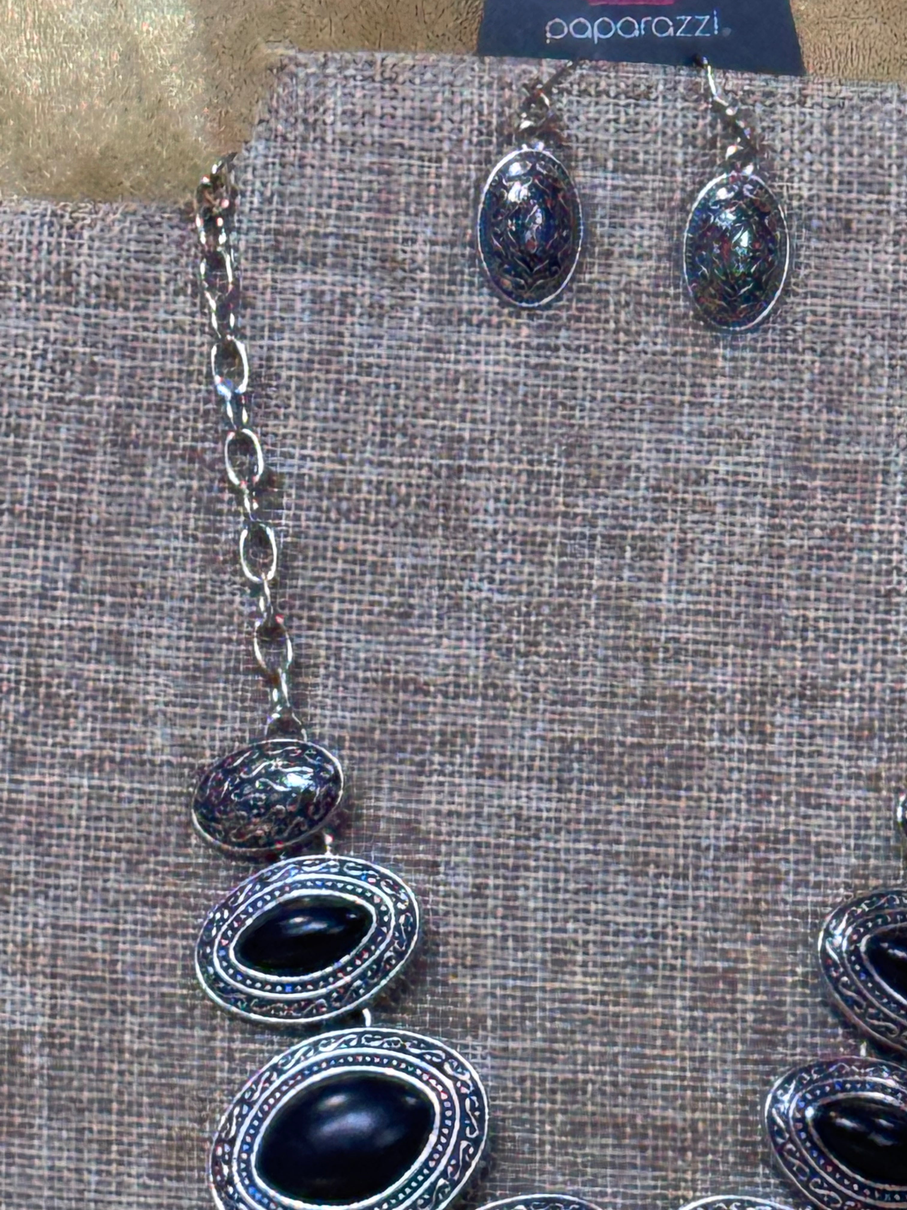 Paparazzi "Sierra Serenity" Black Stone Statement Necklace & Earring Set
