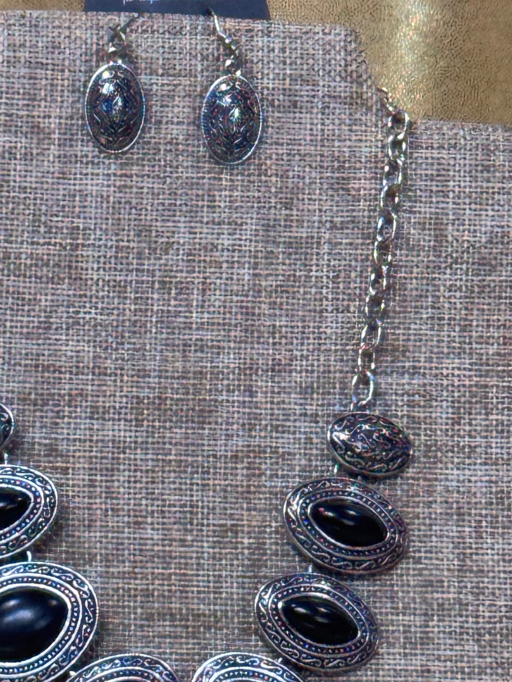 Paparazzi "Sierra Serenity" Black Stone Statement Necklace & Earring Set