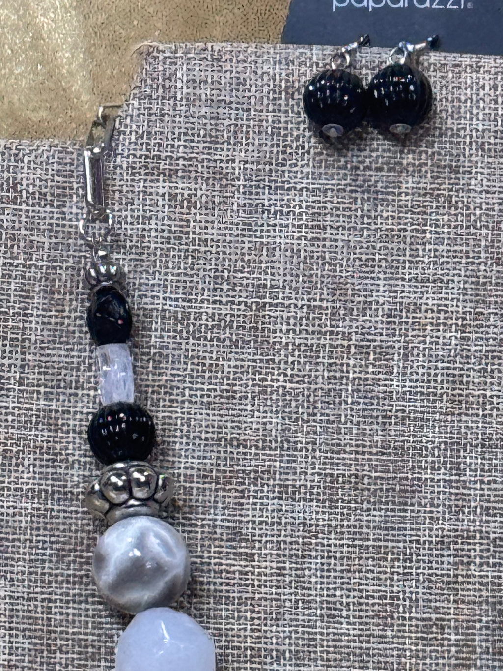 Paparazzi "Break A Leg" Silver, Black, & Frosty White Tassel Necklace Set