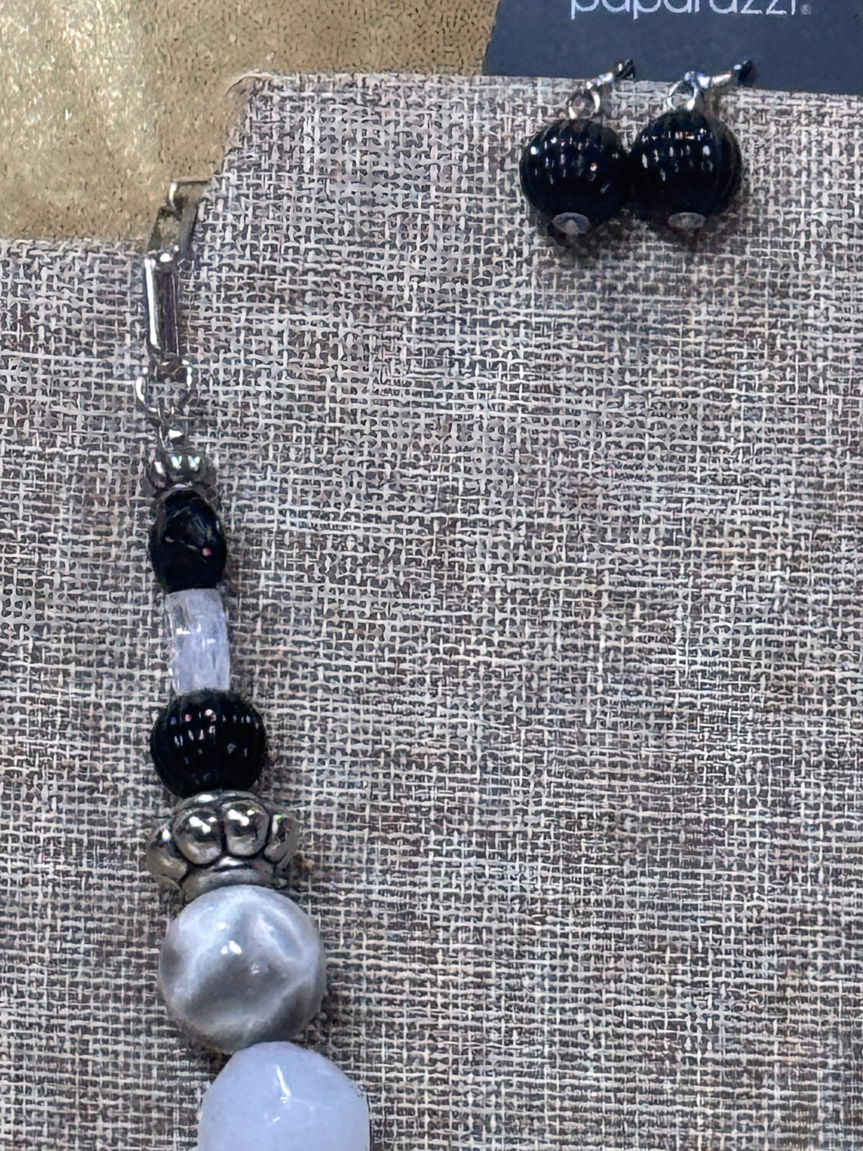 Paparazzi "Break A Leg" Silver, Black, & Frosty White Tassel Necklace Set