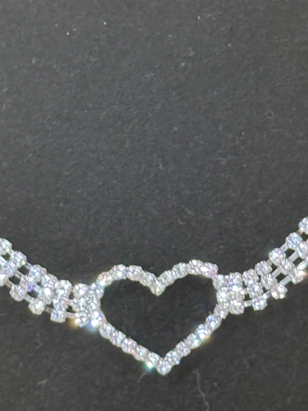 Paparazzi "Rows of Romance" Rhinestone Heart Necklace & Earring Set – White