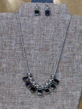 Paparazzi "Graciously Audacious" Smoky Silver Bead & Square Rhinestone Necklace Set