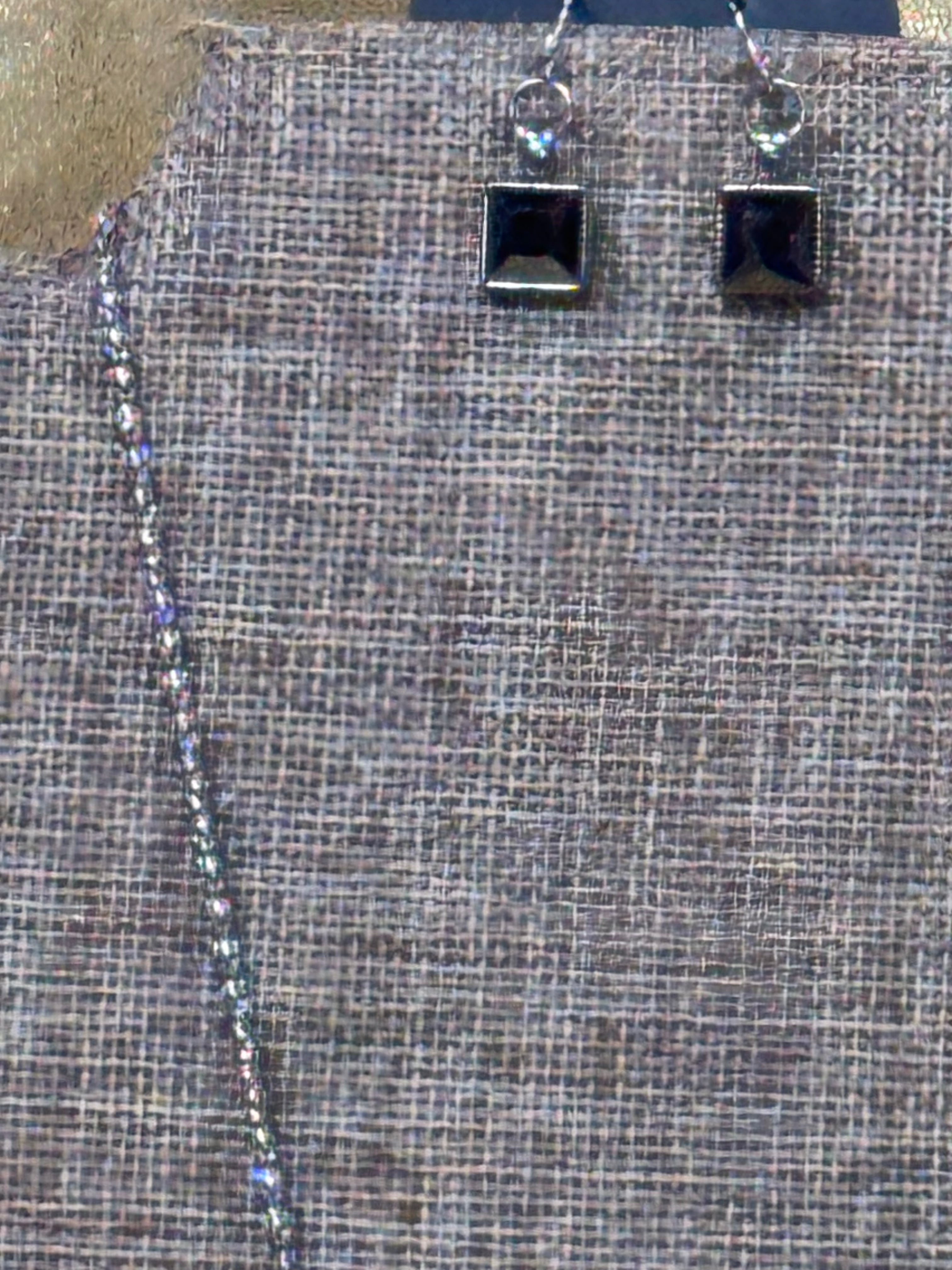 Paparazzi "Graciously Audacious" Smoky Silver Bead & Square Rhinestone Necklace Set