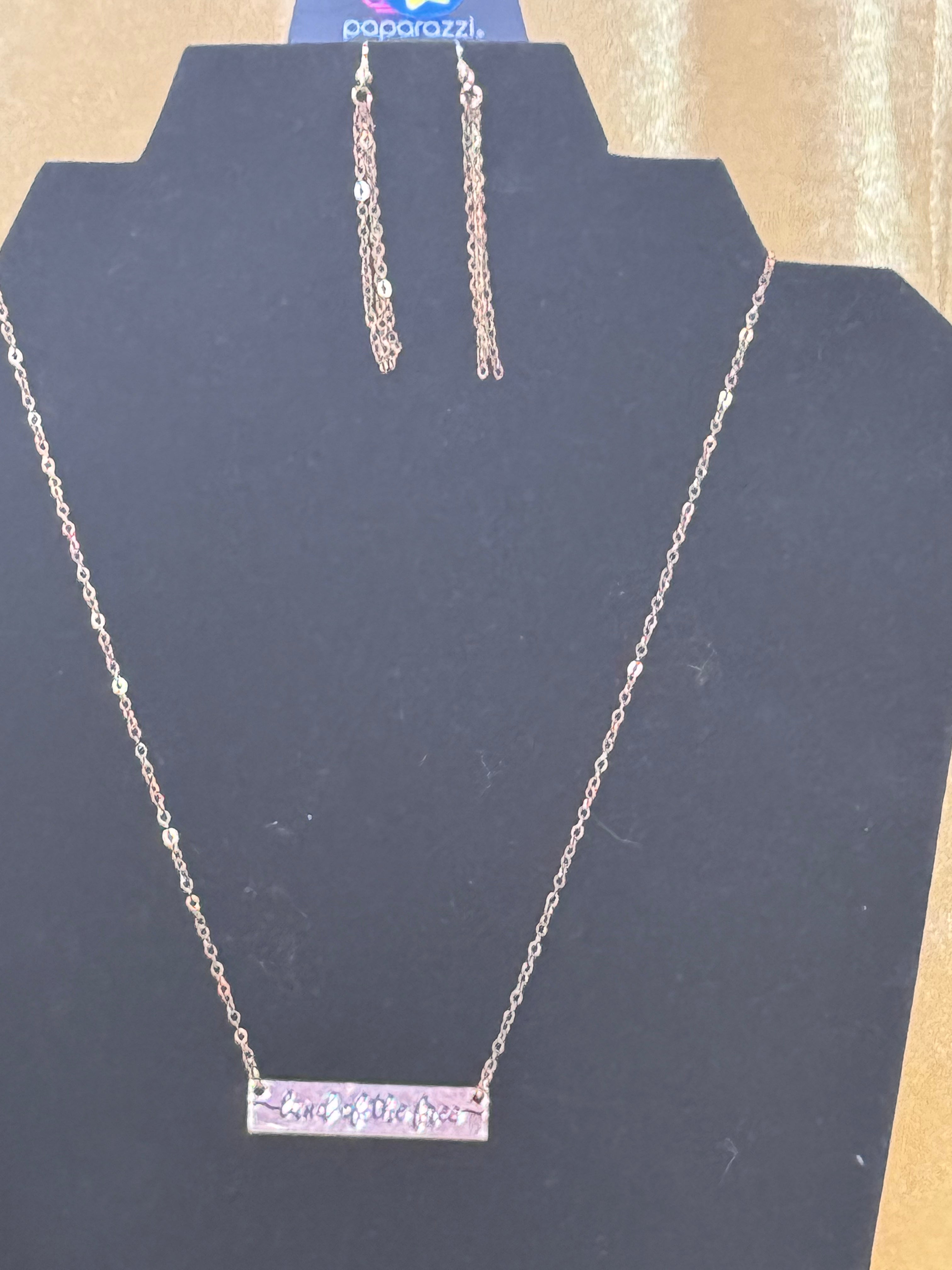 Paparazzi "Land of the Free" Gold Bar Necklace & Earring Set