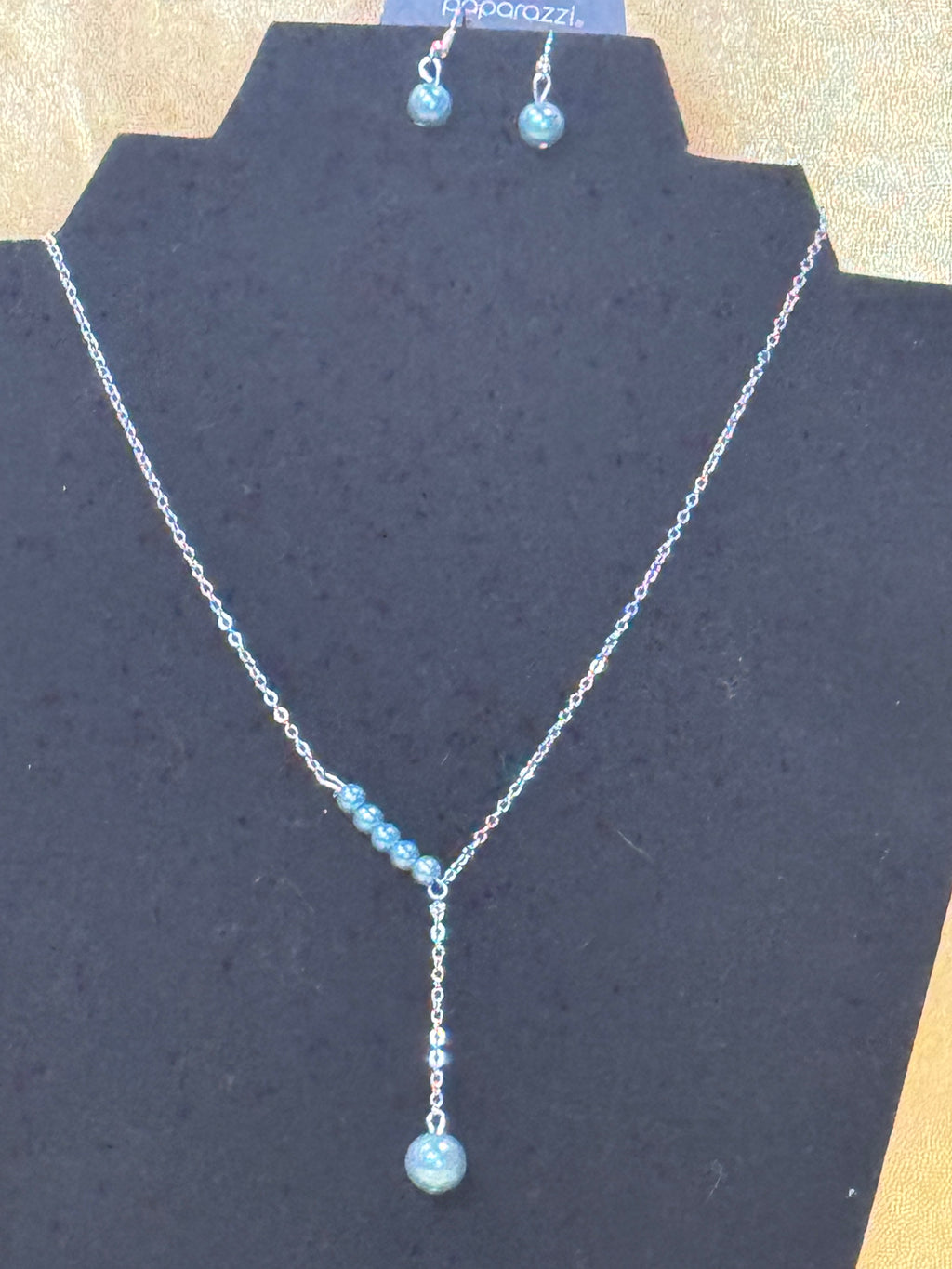 Paparazzi "Timeless Taste" Blue Pearl Lariat Necklace Set